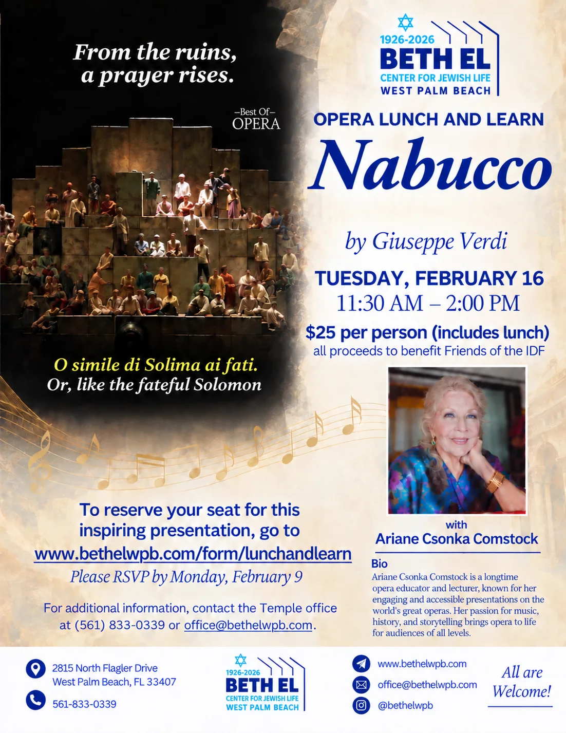 Opera Lunch and Learn — Nabucco by Giuseppe Verdi flyer